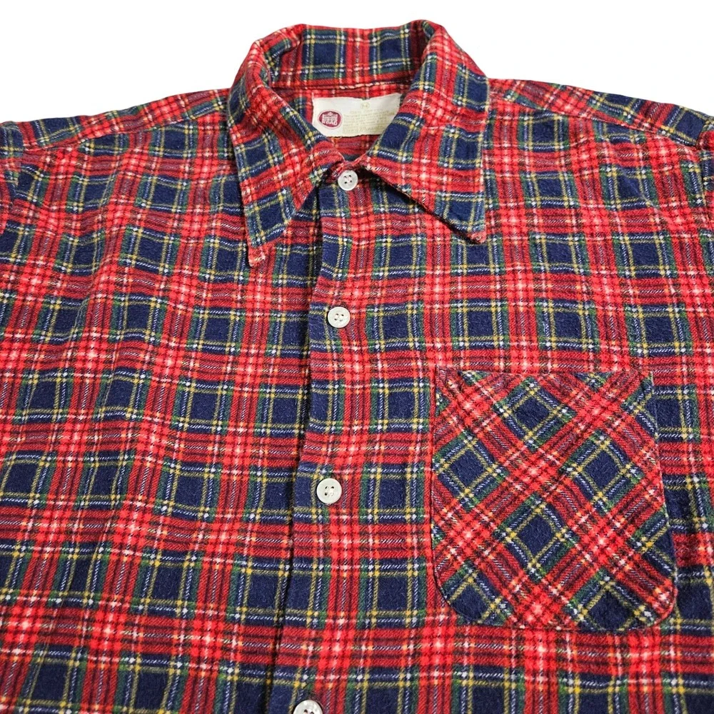 Vintage Kings Road Sears Red Plaid Flannel Shirt 70s Grandpa‎ Core Grunge